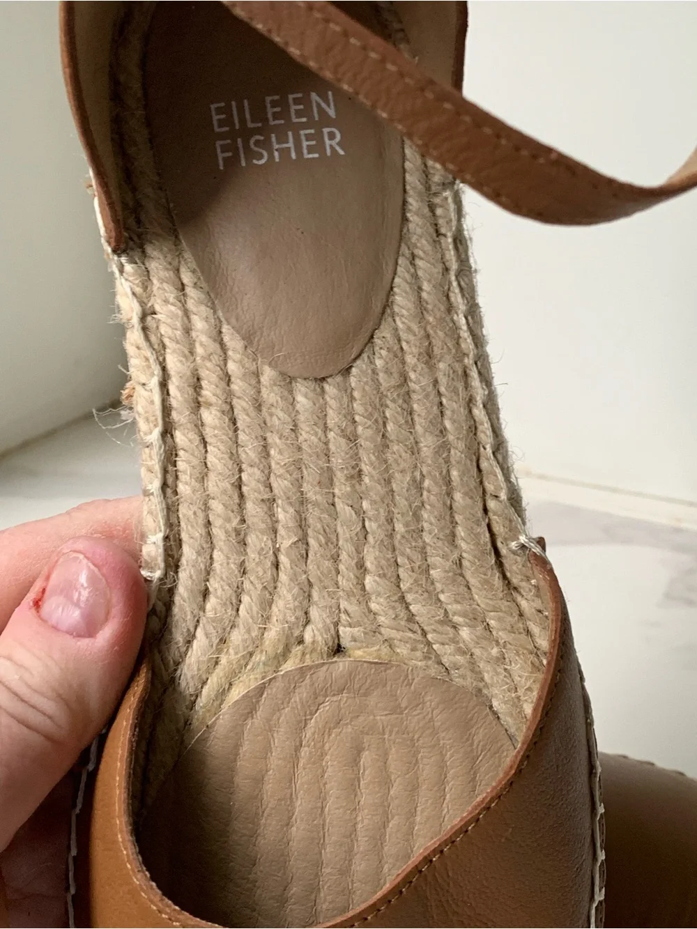 Eileen Fisher Brown Leather Espadrille Ankle-Strap Sandals
